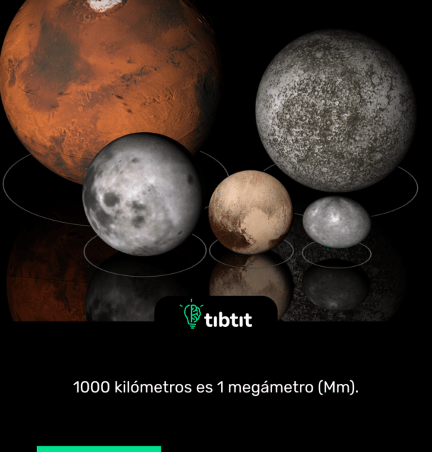 1000 kilómetros es 1 megámetro (Mm).