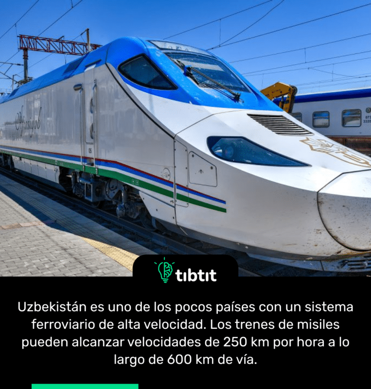 Uzbekistán es uno de los pocos países con un sistema ferroviario de alta velocidad. Los trenes de misiles pueden alcanzar velocidades de 250 km por hora a lo largo de 600 km de vía.
