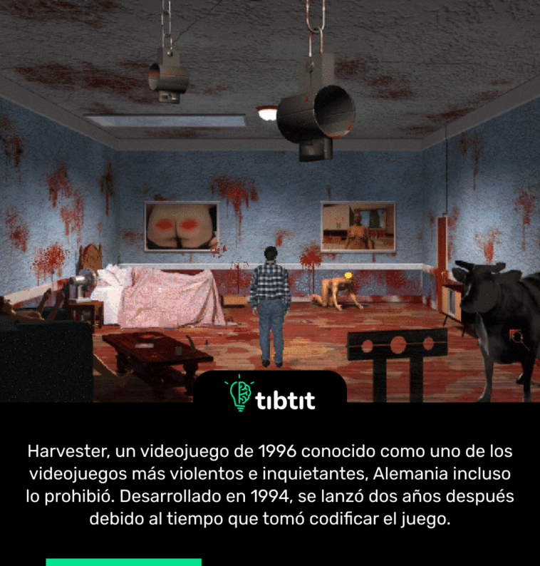Harvester, un videojuego de 1996 conocido como uno de los videojuegos más violentos e inquietantes, Alemania incluso lo prohibió. Desarrollado en 1994, se lanzó dos años después debido al tiempo que tomó codificar el juego.