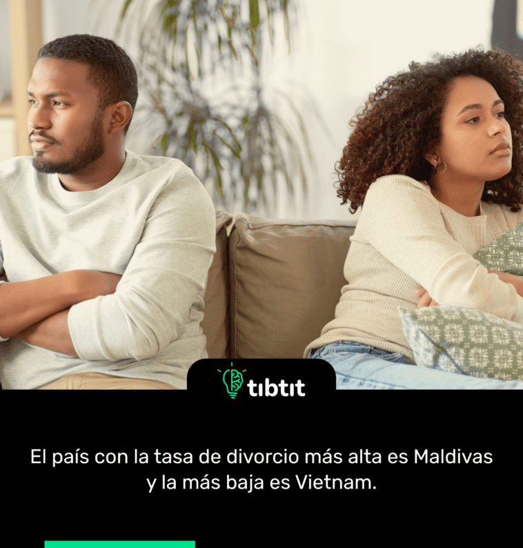 El país con la tasa de divorcio más alta es Maldivas y la más baja es Vietnam.