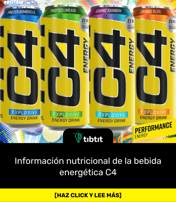 Información nutricional de la bebida energética C4