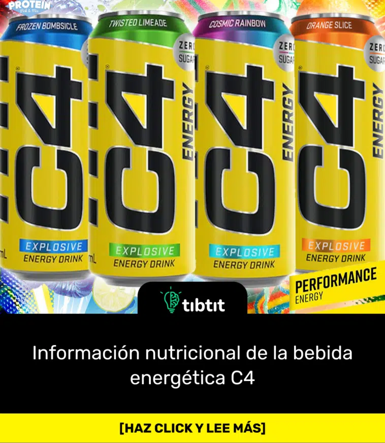 Información nutricional de la bebida energética C4