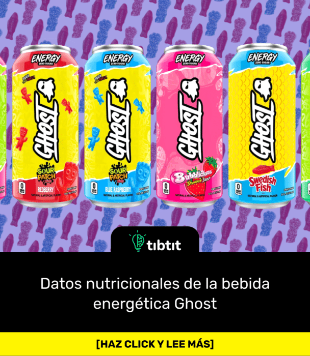 Datos nutricionales de la bebida energética Ghost