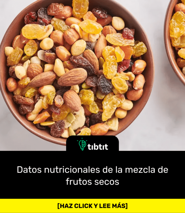 Datos nutricionales de la mezcla de frutos secos