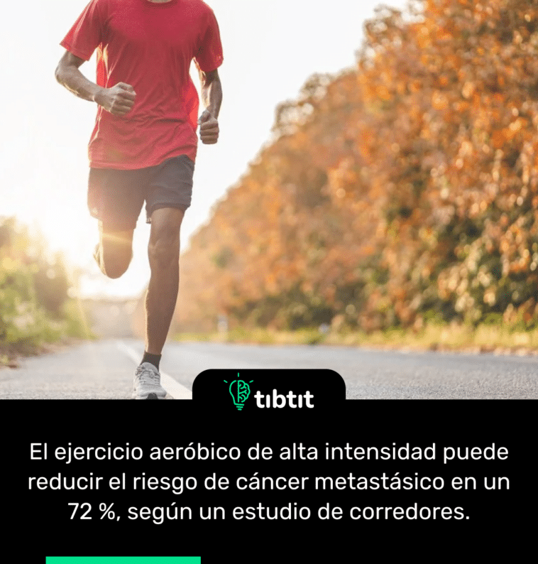 El ejercicio aeróbico de alta intensidad puede reducir el riesgo de cáncer metastásico en un 72 %, según un estudio de corredores.