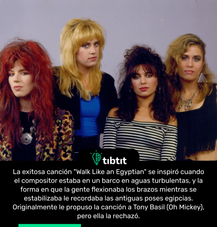 La exitosa canción "Walk Like an Egyptian" se inspiró cuando el compositor estaba en un barco en aguas turbulentas, y la forma en que la gente flexionaba los brazos mientras se estabilizaba le recordaba las antiguas poses egipcias. Originalmente le propuso la canción a Tony Basil (Oh Mickey), pero ella la rechazó.