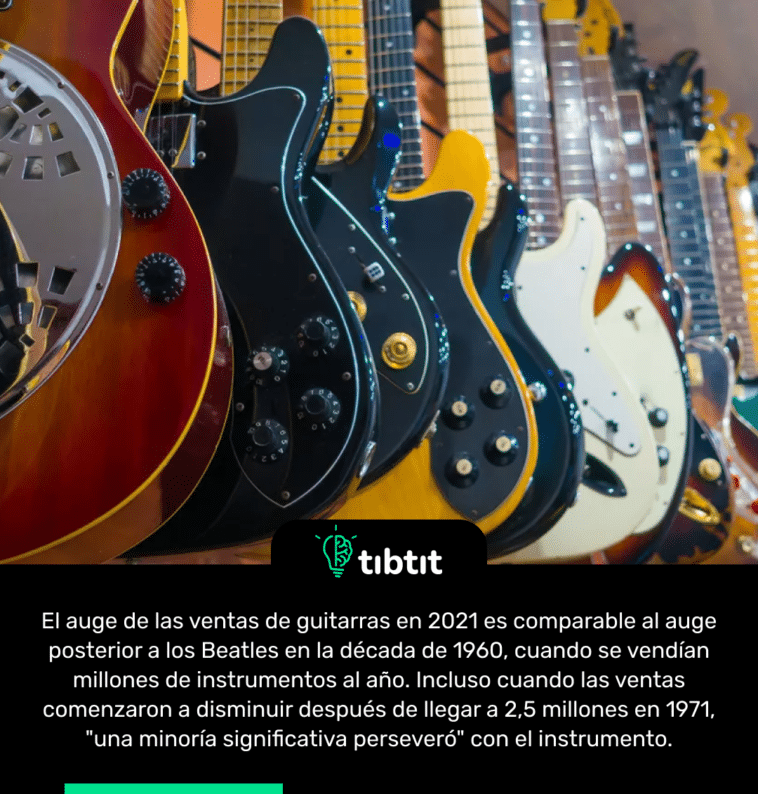 El auge de las ventas de guitarras en 2021 es comparable al auge posterior a los Beatles en la década de 1960, cuando se vendían millones de instrumentos al año. Incluso cuando las ventas comenzaron a disminuir después de llegar a 2,5 millones en 1971, "una minoría significativa perseveró" con el instrumento.