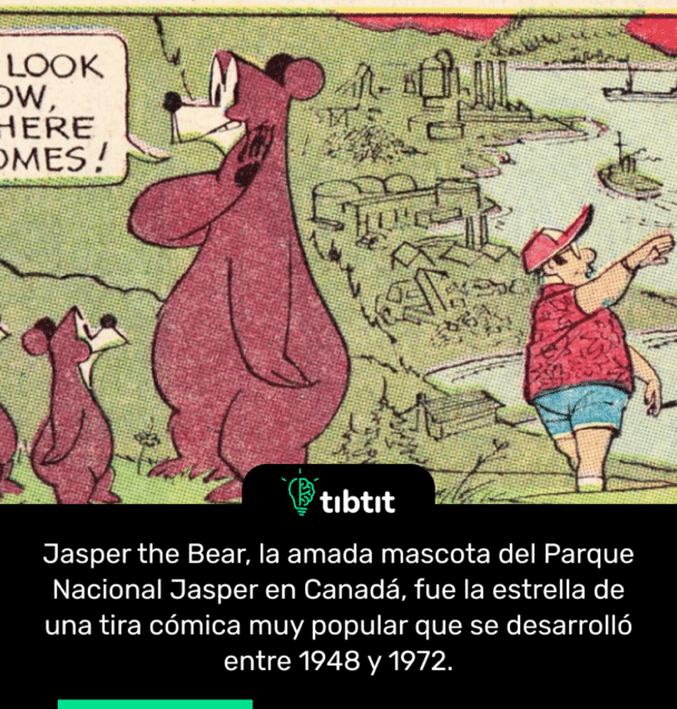 Jasper the Bear, la amada mascota del Parque Nacional Jasper en Canadá, fue la estrella de una tira cómica muy popular que se desarrolló entre 1948 y 1972.