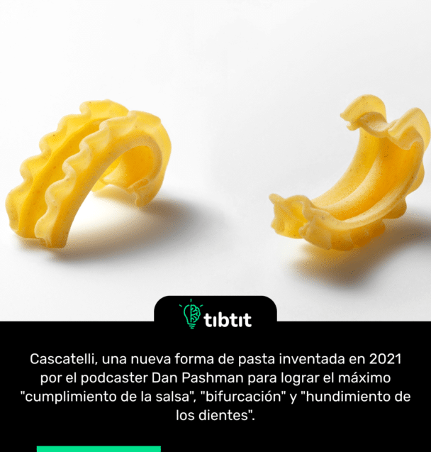 Cascatelli, una nueva forma de pasta inventada en 2021 por el podcaster Dan Pashman para lograr el máximo "cumplimiento de la salsa", "bifurcación" y "hundimiento de los dientes".