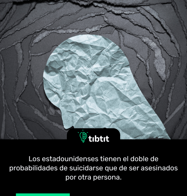 Los estadounidenses tienen el doble de probabilidades de suicidarse que de ser asesinados por otra persona.