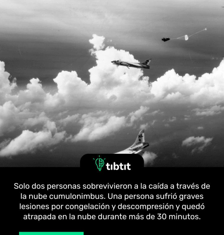 Solo dos personas sobrevivieron a la caída a través de la nube cumulonimbus. Una persona sufrió graves lesiones por congelación y descompresión y quedó atrapada en la nube durante más de 30 minutos.