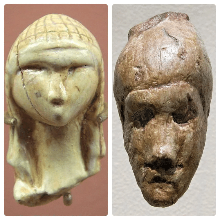 Estas dos figurillas son algunas de las representaciones más antiguas de rostros humanos. Ambos de unos 26.000 años