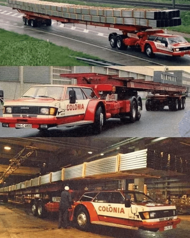 FORD Colonia 1980 Es un vehículo construido por la propia empresa de transportes Colonial para el transporte de perfiles largos de aluminio. El vehículo es muy conocido en Alemania como el "Schnibble Mobil".
