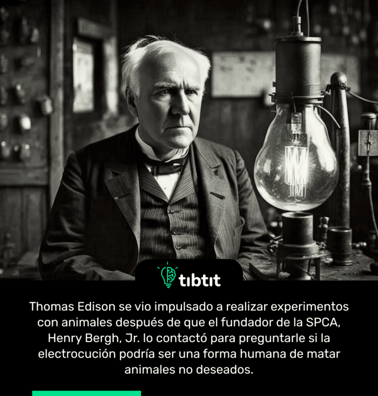 Thomas Edison se vio impulsado a realizar experimentos con animales después de que el fundador de la SPCA, Henry Bergh, Jr. lo contactó para preguntarle si la electrocución podría ser una forma humana de matar animales no deseados.