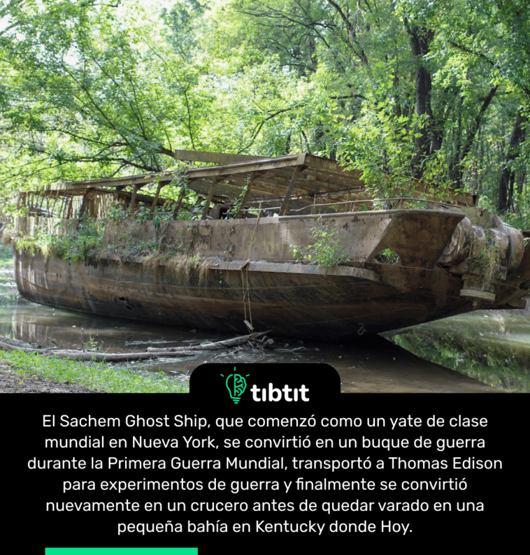 El Sachem Ghost Ship, que comenzó como un yate de clase mundial en Nueva York, se convirtió en un buque de guerra durante la Primera Guerra Mundial, transportó a Thomas Edison para experimentos de guerra y finalmente se convirtió nuevamente en un crucero antes de quedar varado en una pequeña bahía en Kentucky donde Hoy.