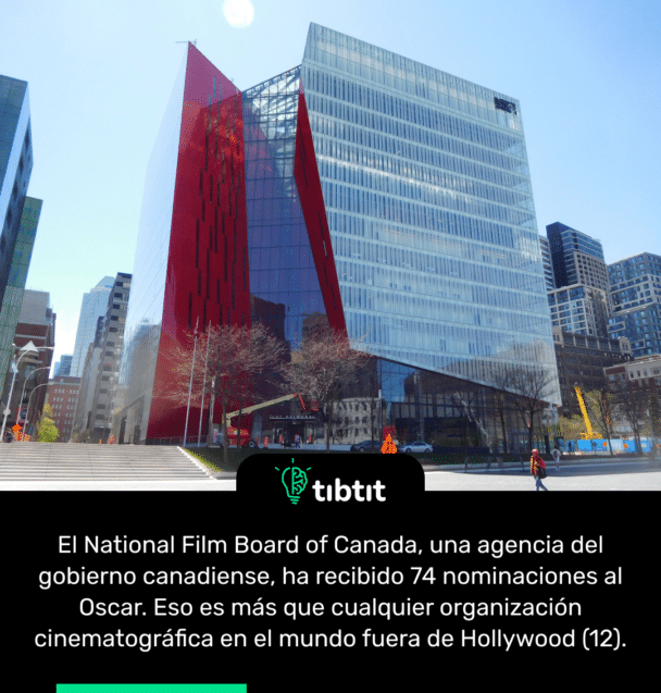 El National Film Board of Canada, una agencia del gobierno canadiense, ha recibido 74 nominaciones al Oscar. Eso es más que cualquier organización cinematográfica en el mundo fuera de Hollywood (12).