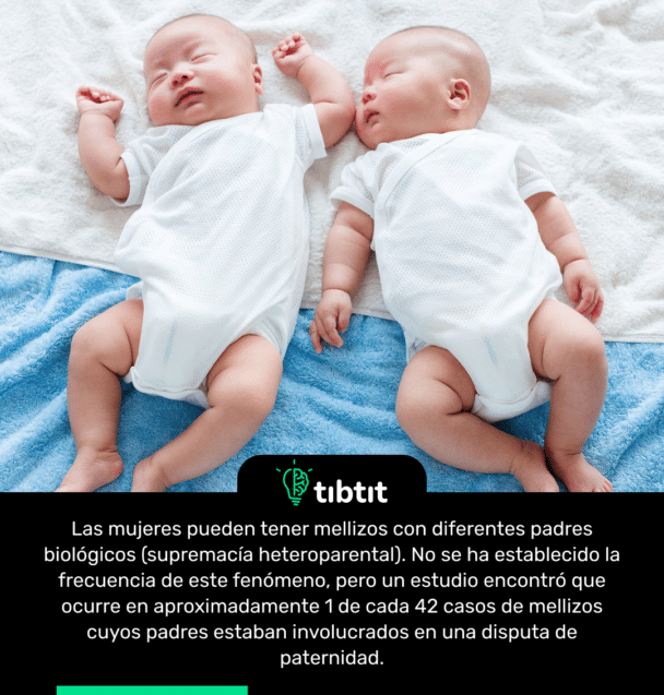 Las mujeres pueden tener mellizos con diferentes padres biológicos (supremacía heteroparental). No se ha establecido la frecuencia de este fenómeno, pero un estudio encontró que ocurre en aproximadamente 1 de cada 42 casos de mellizos cuyos padres estaban involucrados en una disputa de paternidad.