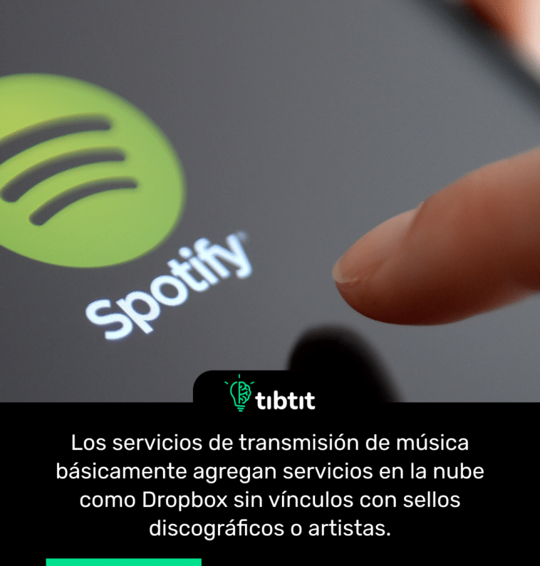 Los servicios de transmisión de música básicamente agregan servicios en la nube como Dropbox sin vínculos con sellos discográficos o artistas.