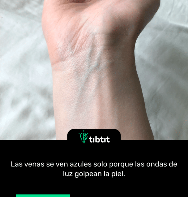 Las venas se ven azules solo porque las ondas de luz golpean la piel.