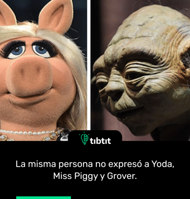 La misma persona no expresó a Yoda, Miss Piggy y Grover.