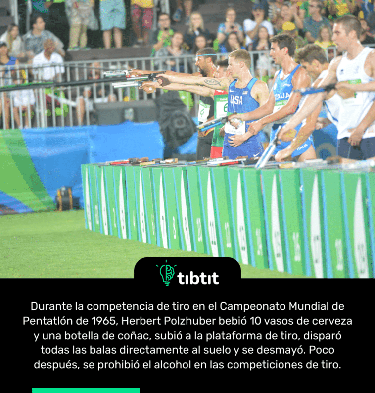 Durante la competencia de tiro en el Campeonato Mundial de Pentatlón de 1965, Herbert Polzhuber bebió 10 vasos de cerveza y una botella de coñac, subió a la plataforma de tiro, disparó todas las balas directamente al suelo y se desmayó. Poco después, se prohibió el alcohol en las competiciones de tiro.